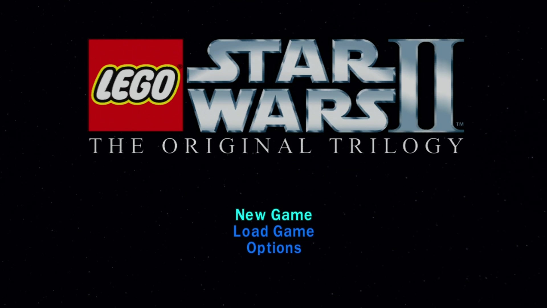 LEGO Star Wars II: The Original Trilogy title screen for Xbox 360